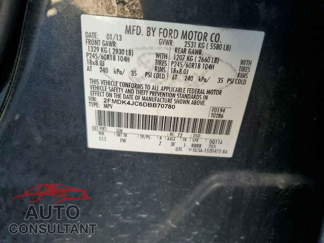FORD EDGE 2013 - 2FMDK4JC6DBB70780