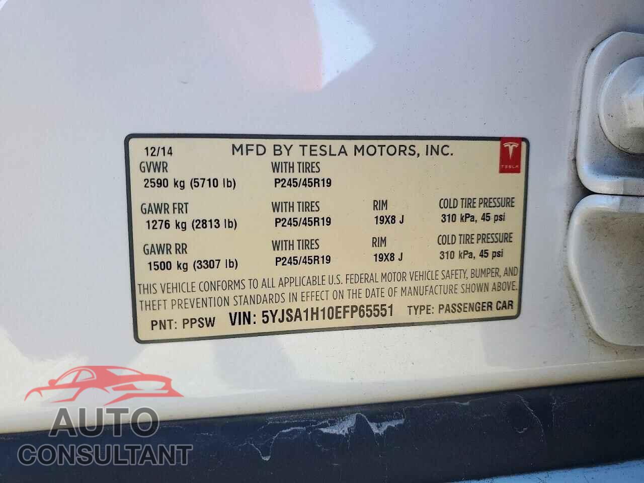 TESLA MODEL S 2014 - 5YJSA1H10EFP65551