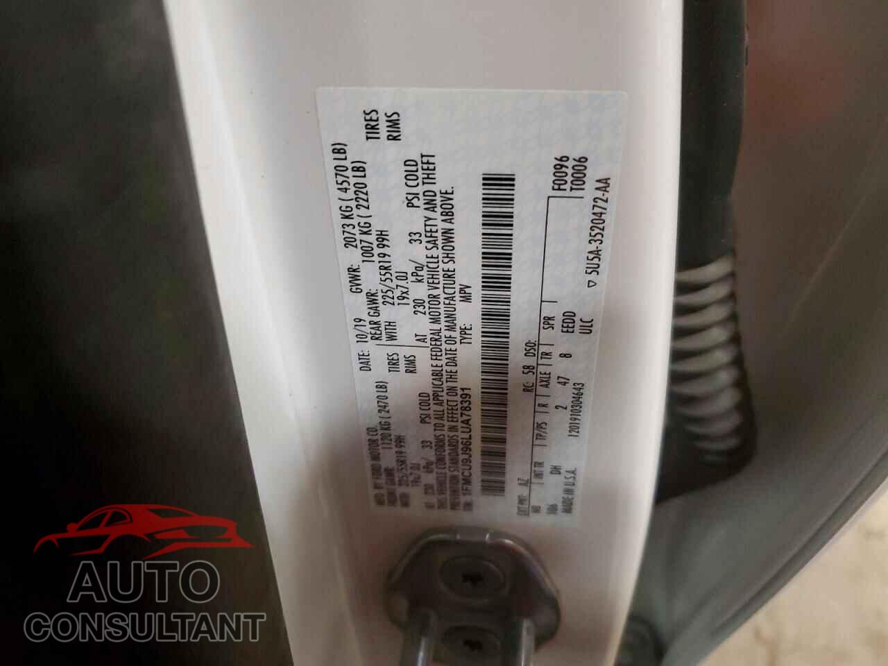 FORD ESCAPE 2020 - 1FMCU9J96LUA78391