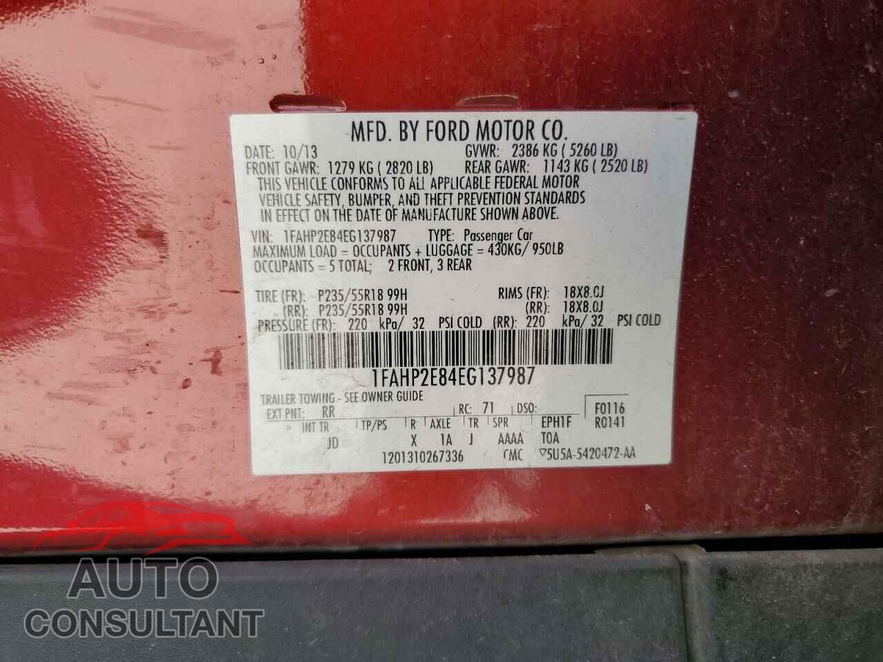 FORD TAURUS 2014 - 1FAHP2E84EG137987
