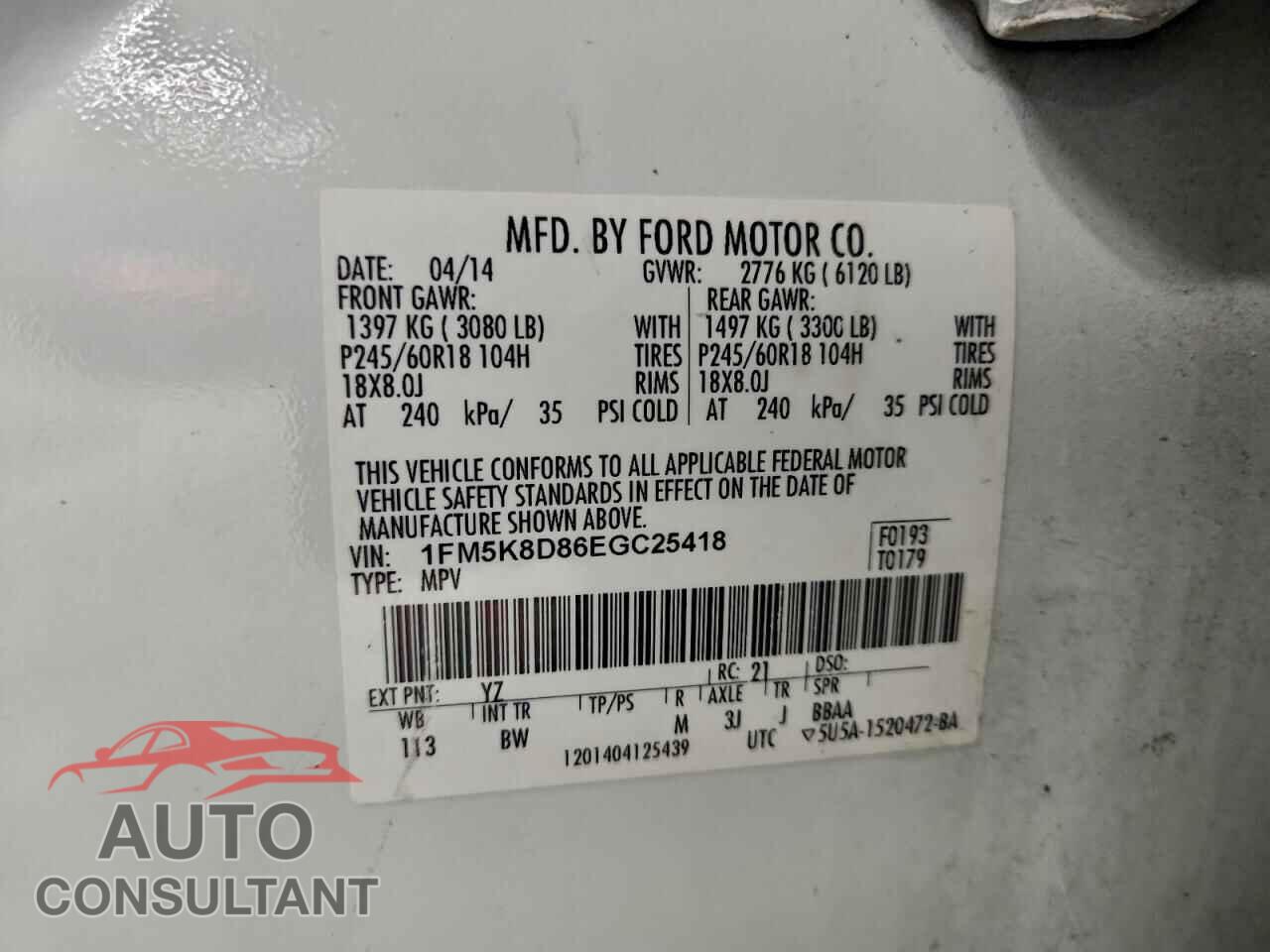 FORD EXPLORER 2014 - 1FM5K8D86EGC25418