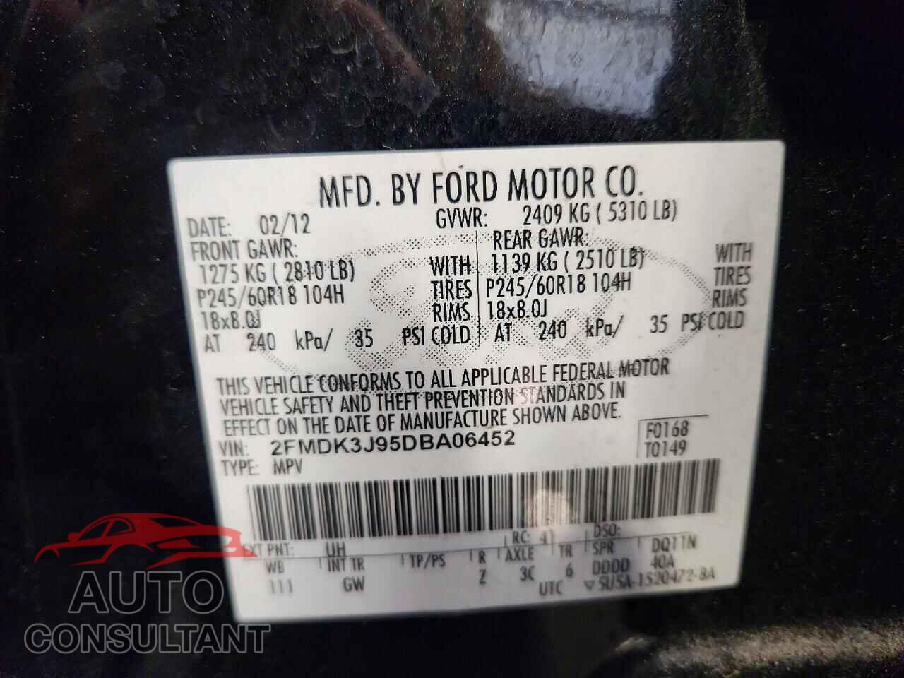 FORD EDGE 2013 - 2FMDK3J95DBA06452
