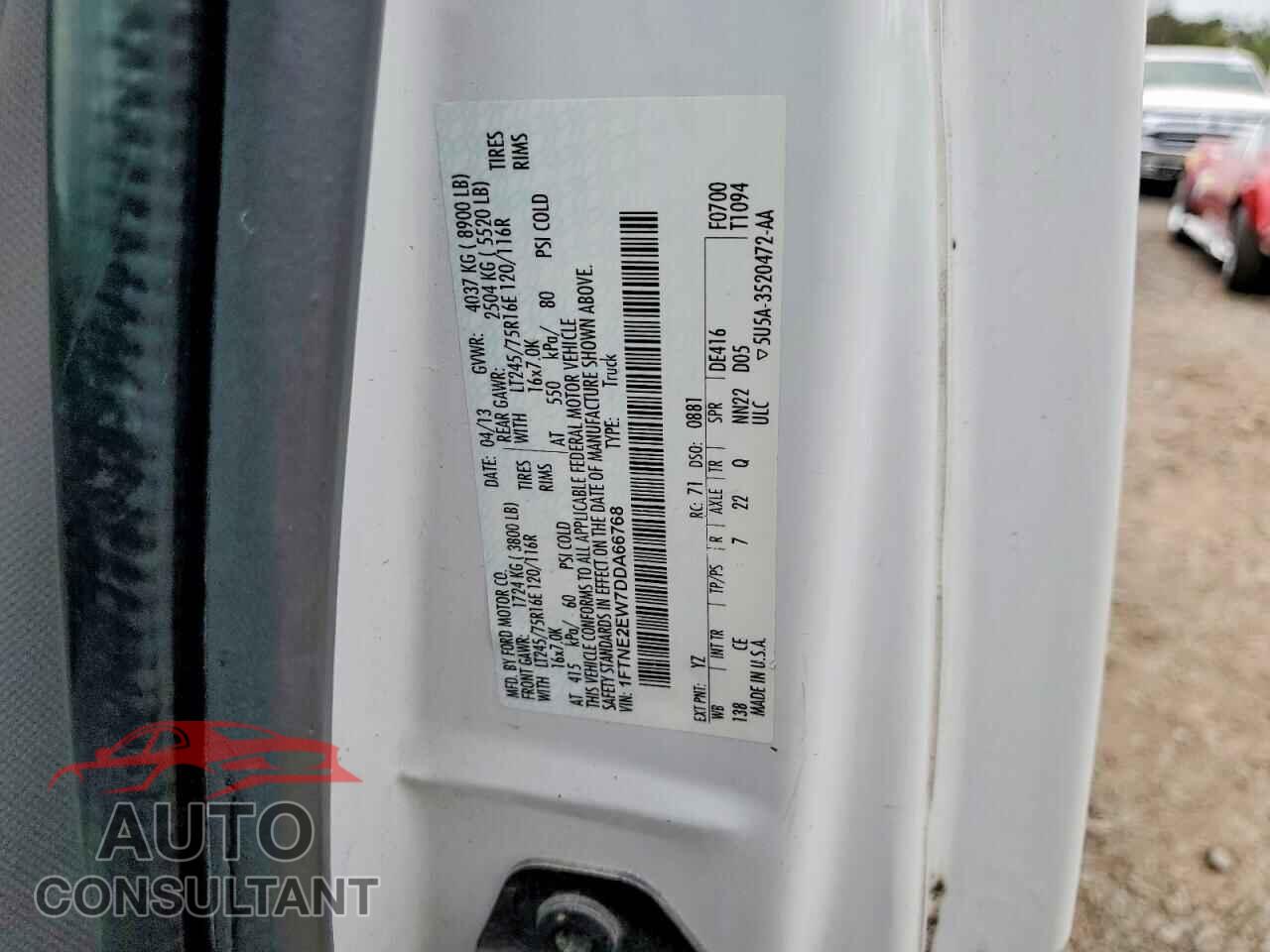 FORD E250 2013 - 1FTNE2EW7DDA66768