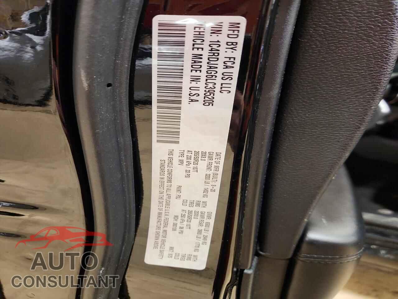 DODGE DURANGO 2020 - 1C4RDJAG6LC395205