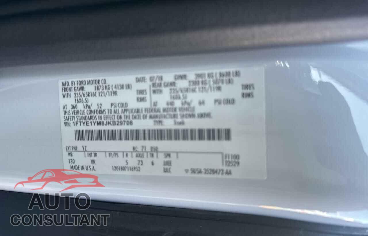 FORD TRANSIT 2018 - 1FTYE1YM8JKB29708