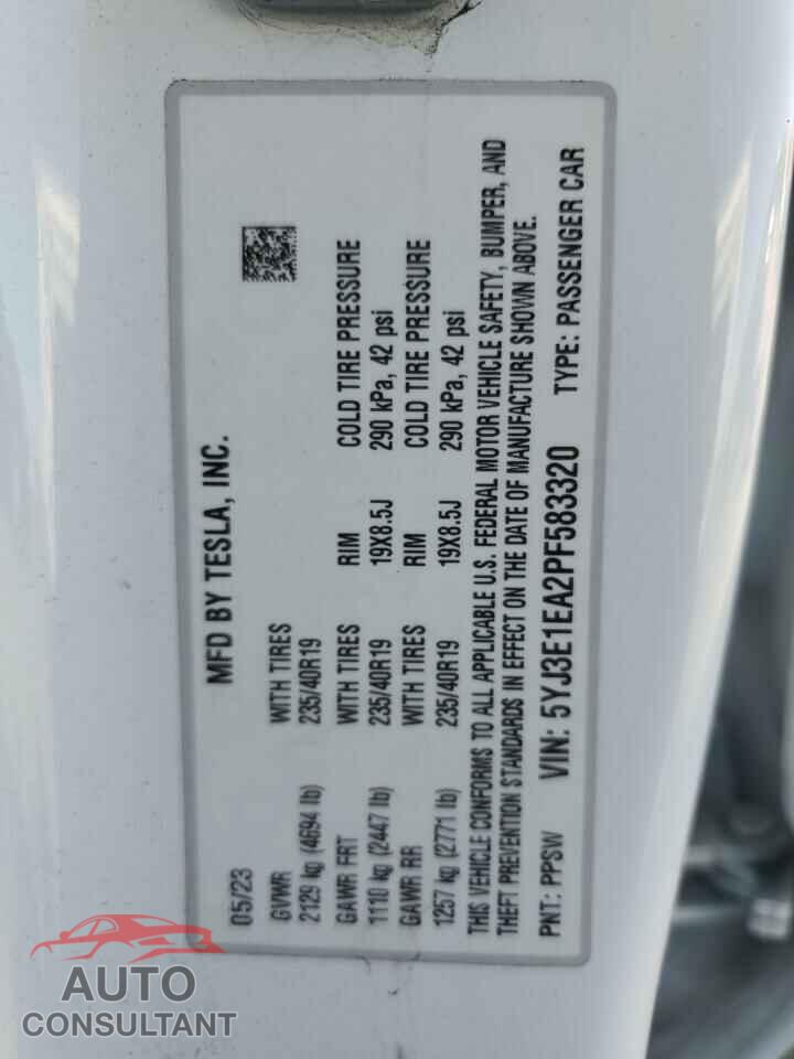 TESLA MODEL 3 2023 - 5YJ3E1EA2PF583320