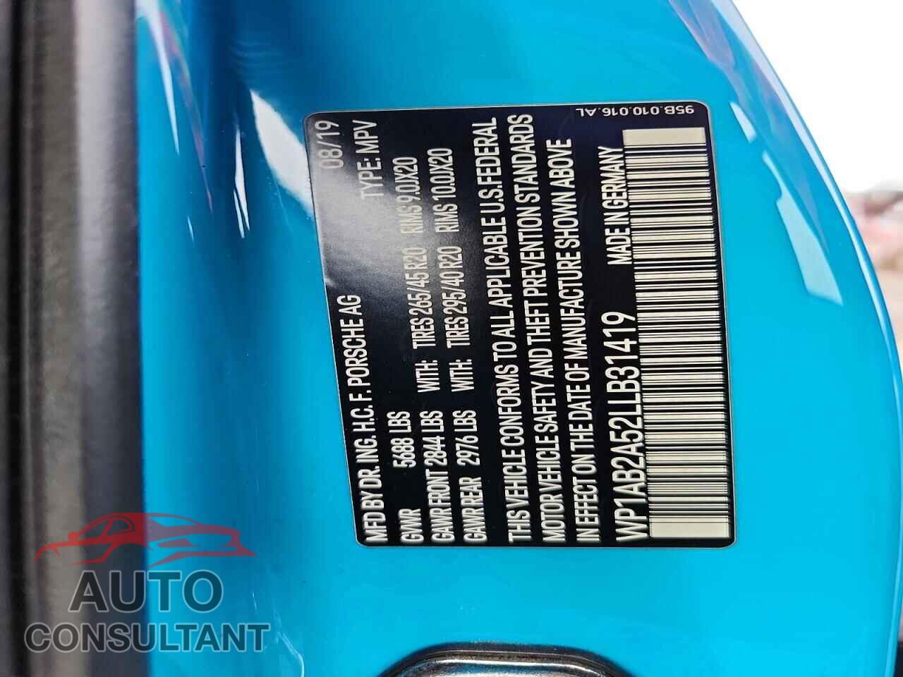 PORSCHE MACAN 2020 - WP1AB2A52LLB31419