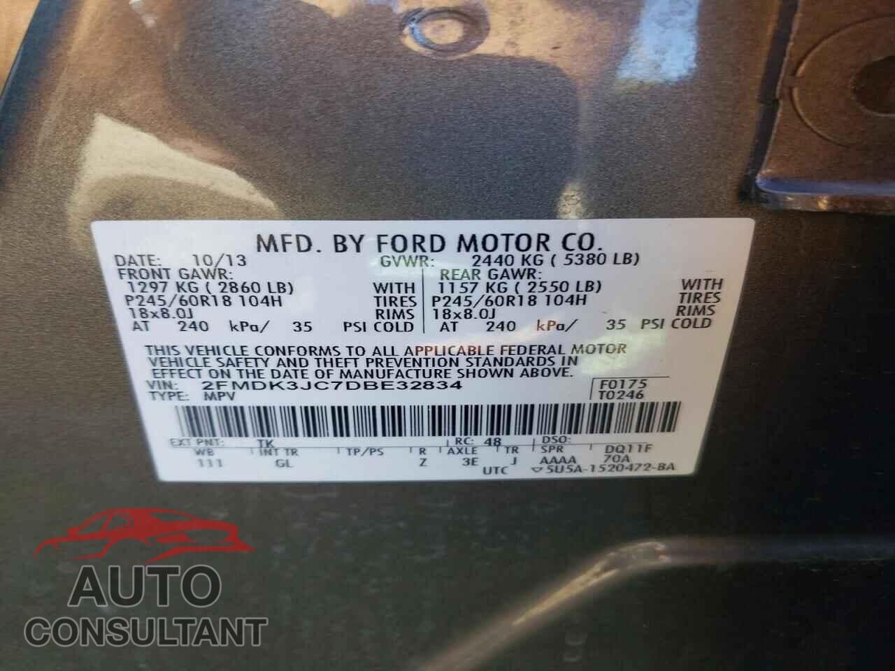 FORD EDGE 2013 - 2FMDK3JC7DBE32834