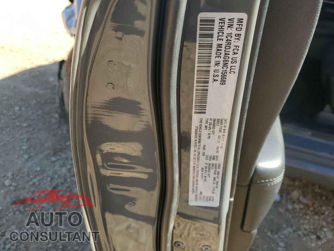DODGE DURANGO 2022 - 1C4RDJAG6NC156689