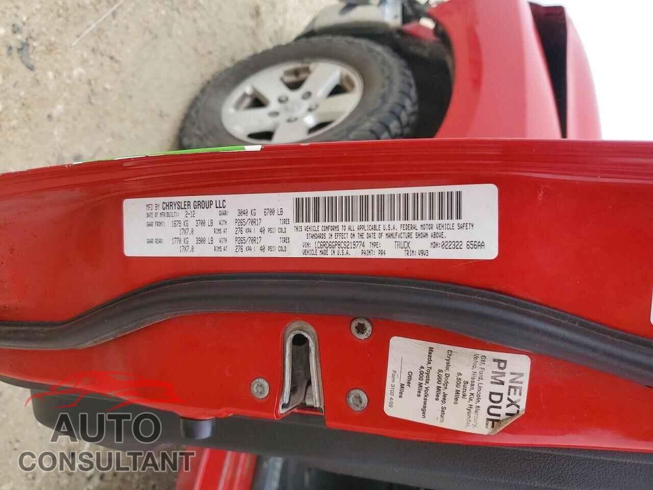 DODGE RAM 1500 2012 - 1C6RD6GP8CS219774