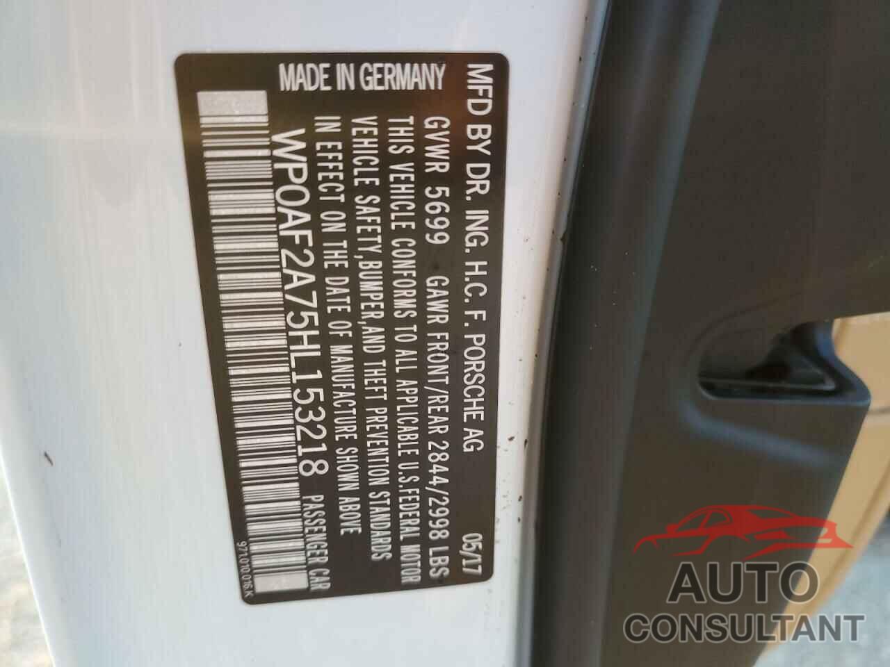 PORSCHE PANAMERA 2017 - WP0AF2A75HL153218
