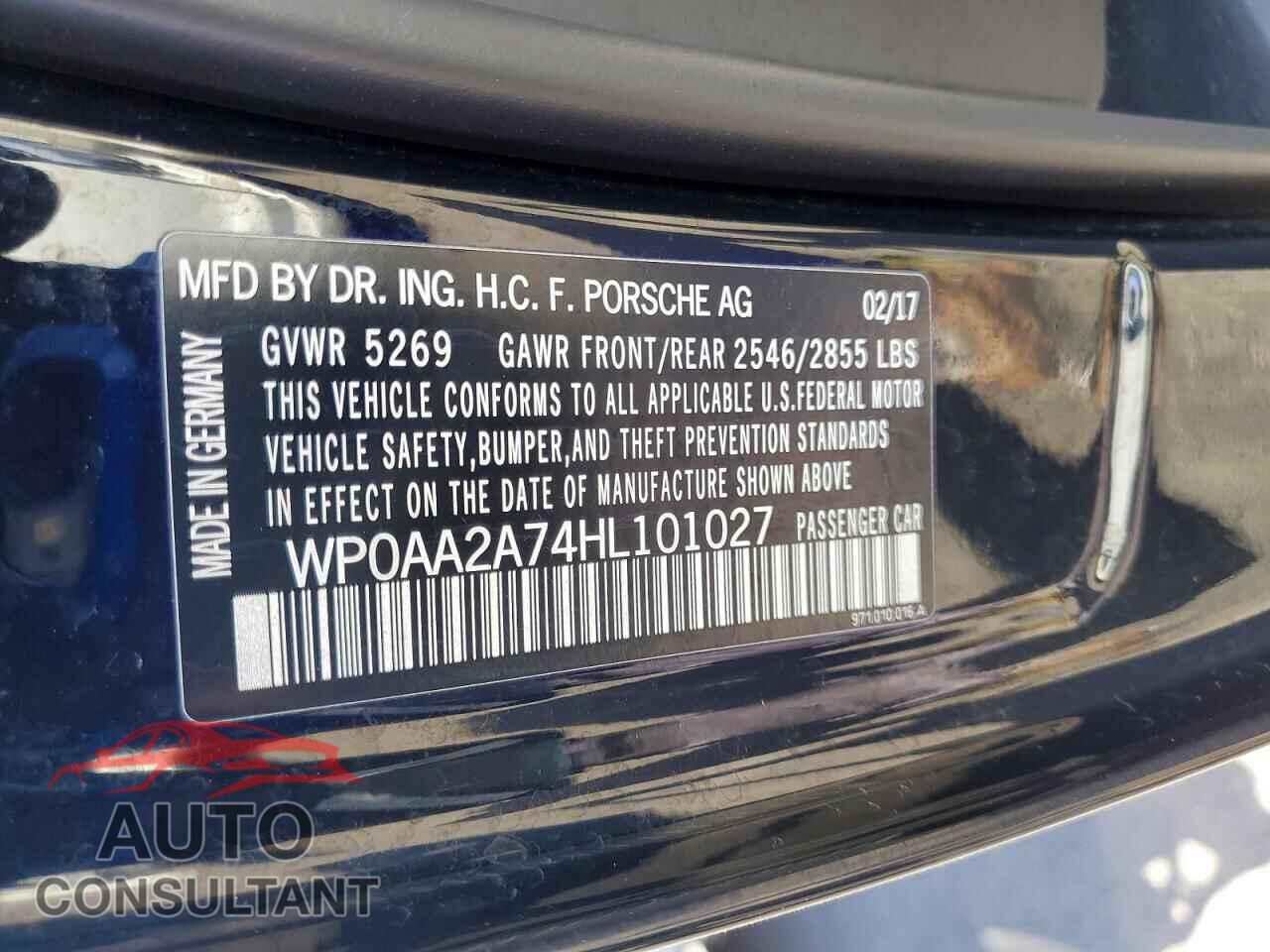 PORSCHE PANAMERA 2017 - WP0AA2A74HL101027