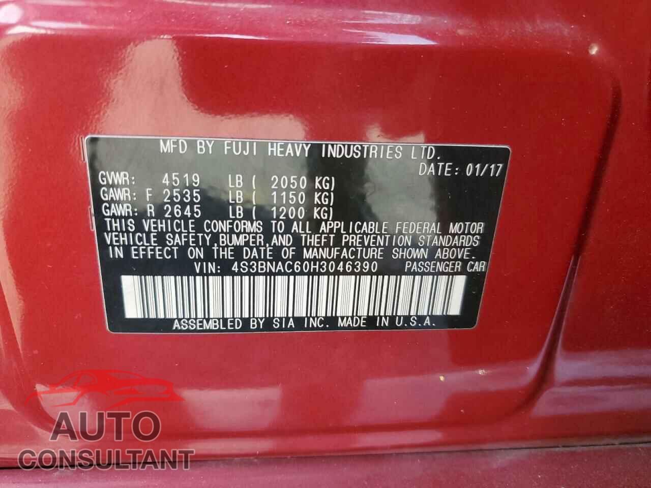SUBARU LEGACY 2017 - 4S3BNAC60H3046390