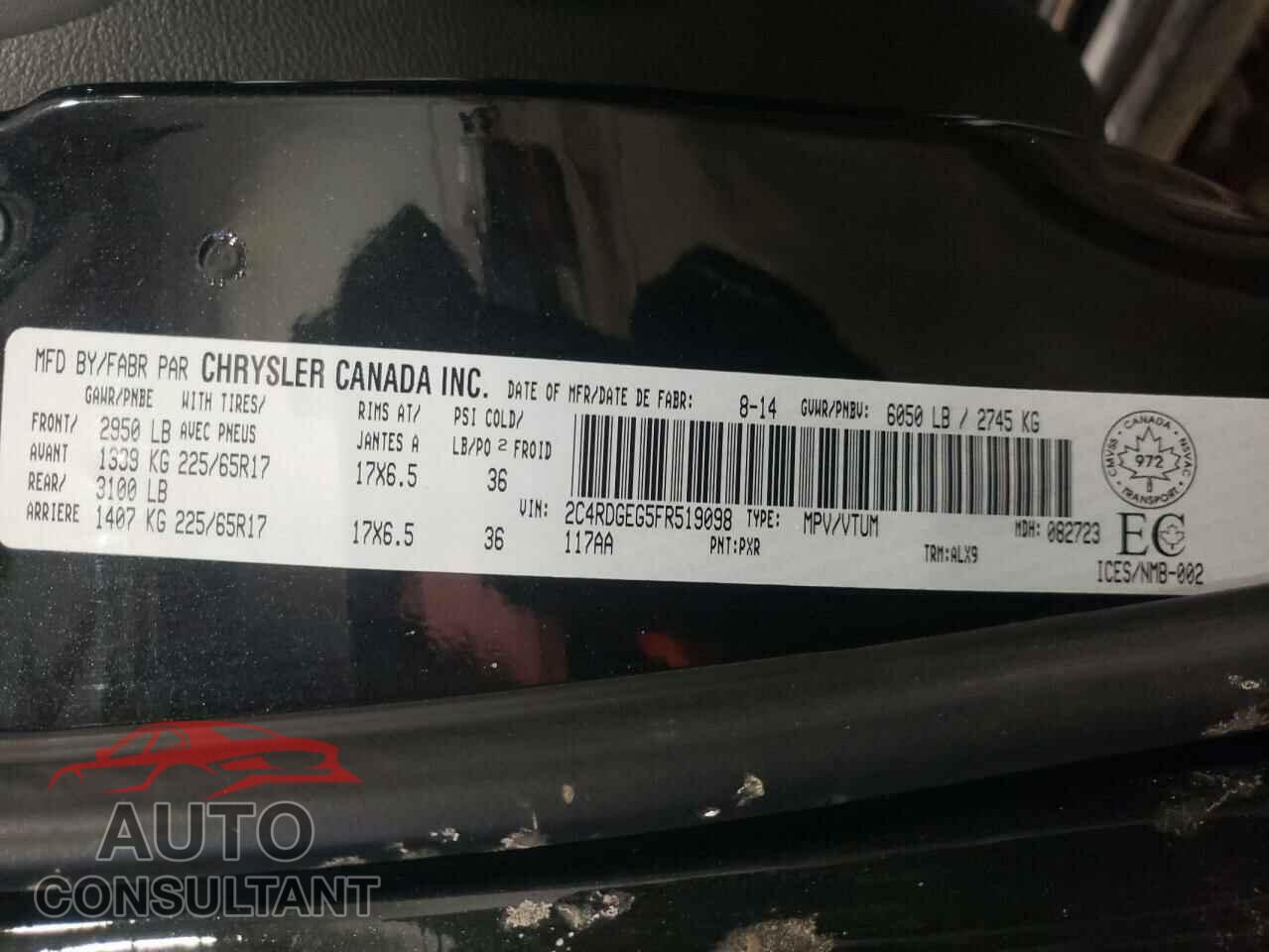 DODGE CARAVAN 2015 - 2C4RDGEG5FR519098