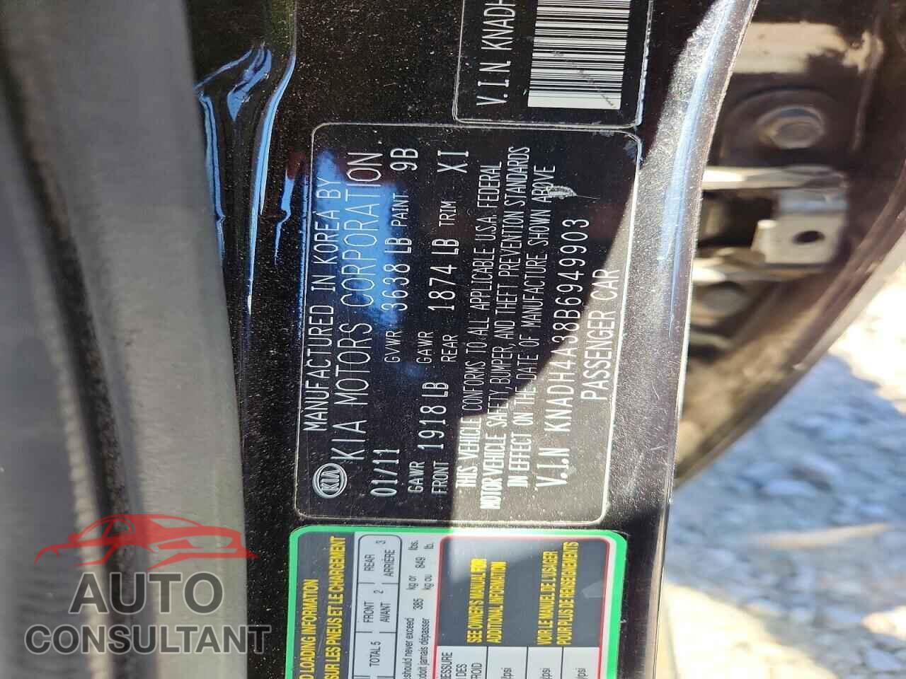 KIA RIO 2011 - KNADH4A38B6949903