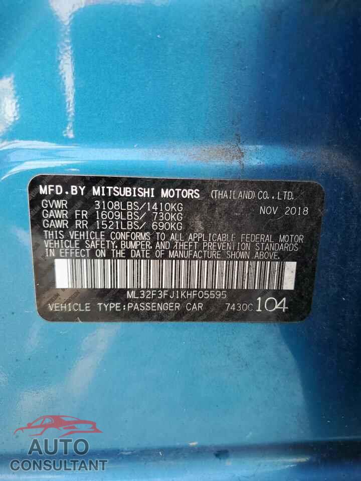 MITSUBISHI MIRAGE 2019 - ML32F3FJ1KHF05595