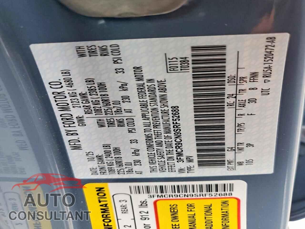 FORD BRONCO 2025 - 3FMCR9CN9SRF52688