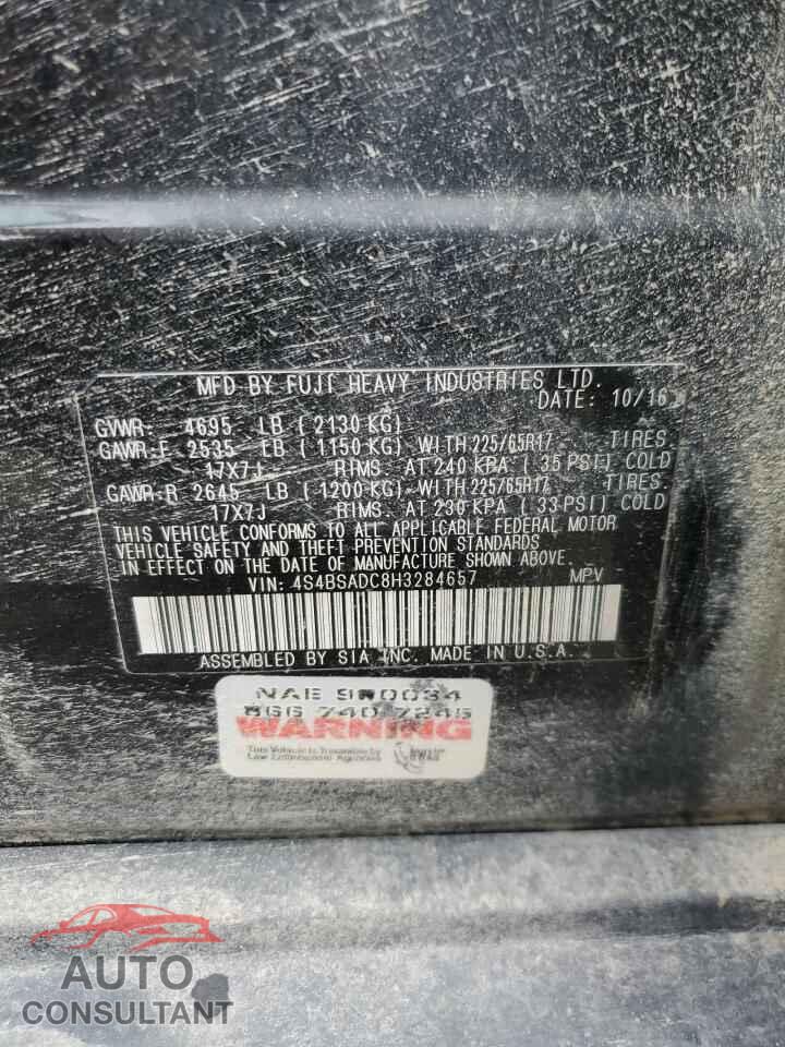 SUBARU OUTBACK 2017 - 4S4BSADC8H3284657