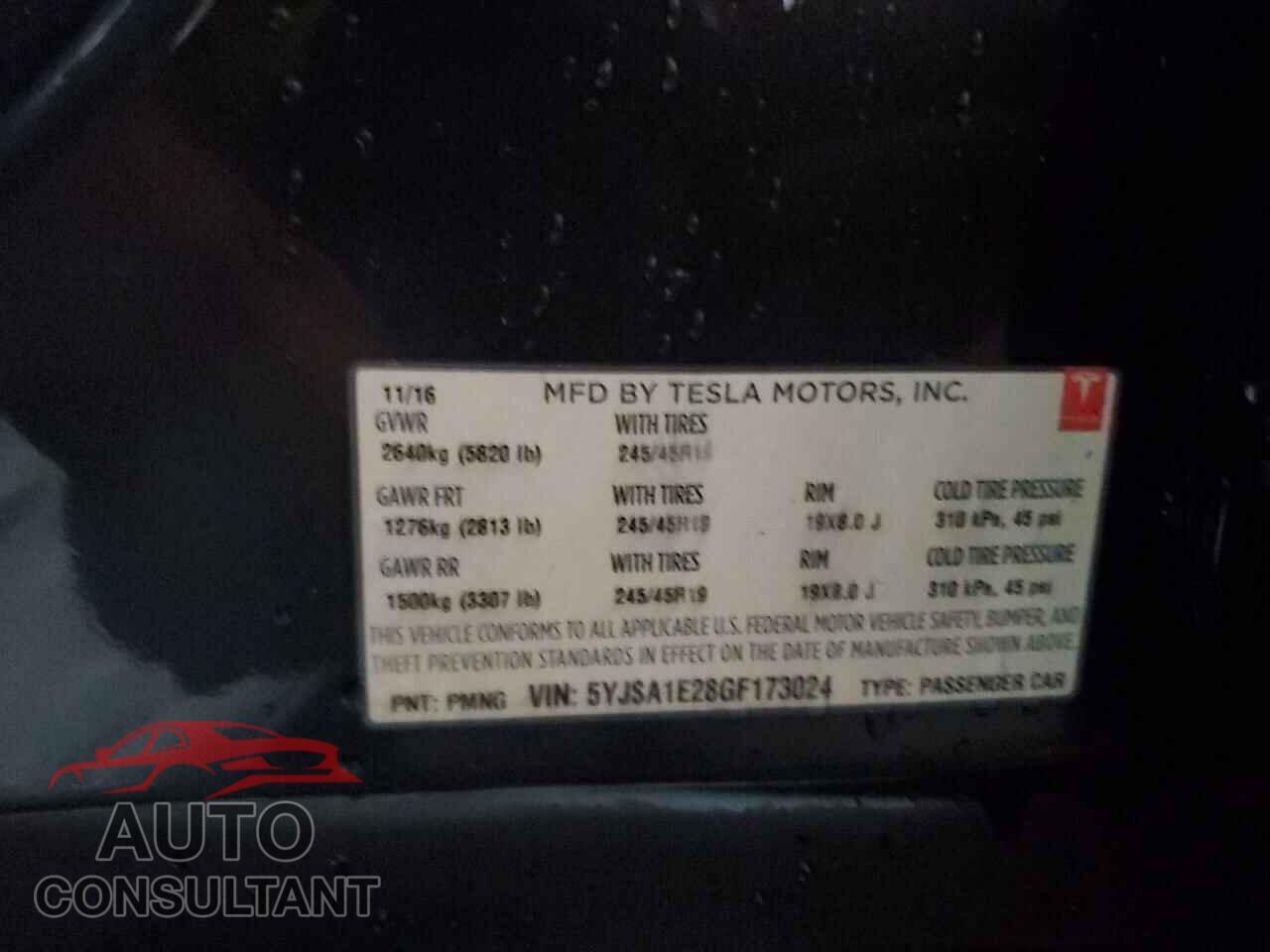 TESLA MODEL S 2016 - 5YJSA1E28GF173024