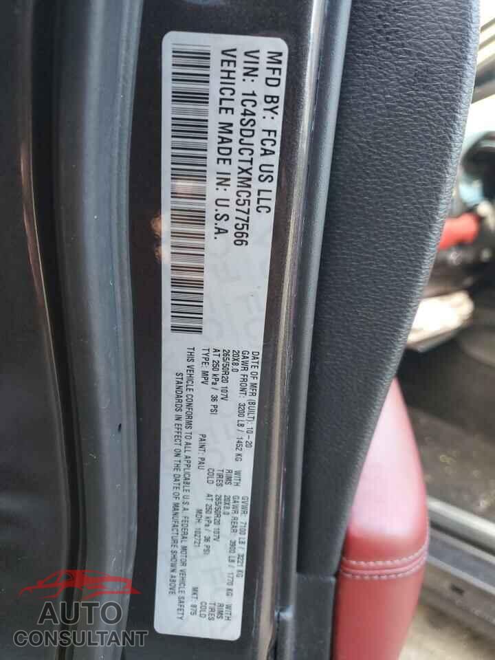 DODGE DURANGO 2021 - 1C4SDJCTXMC577566