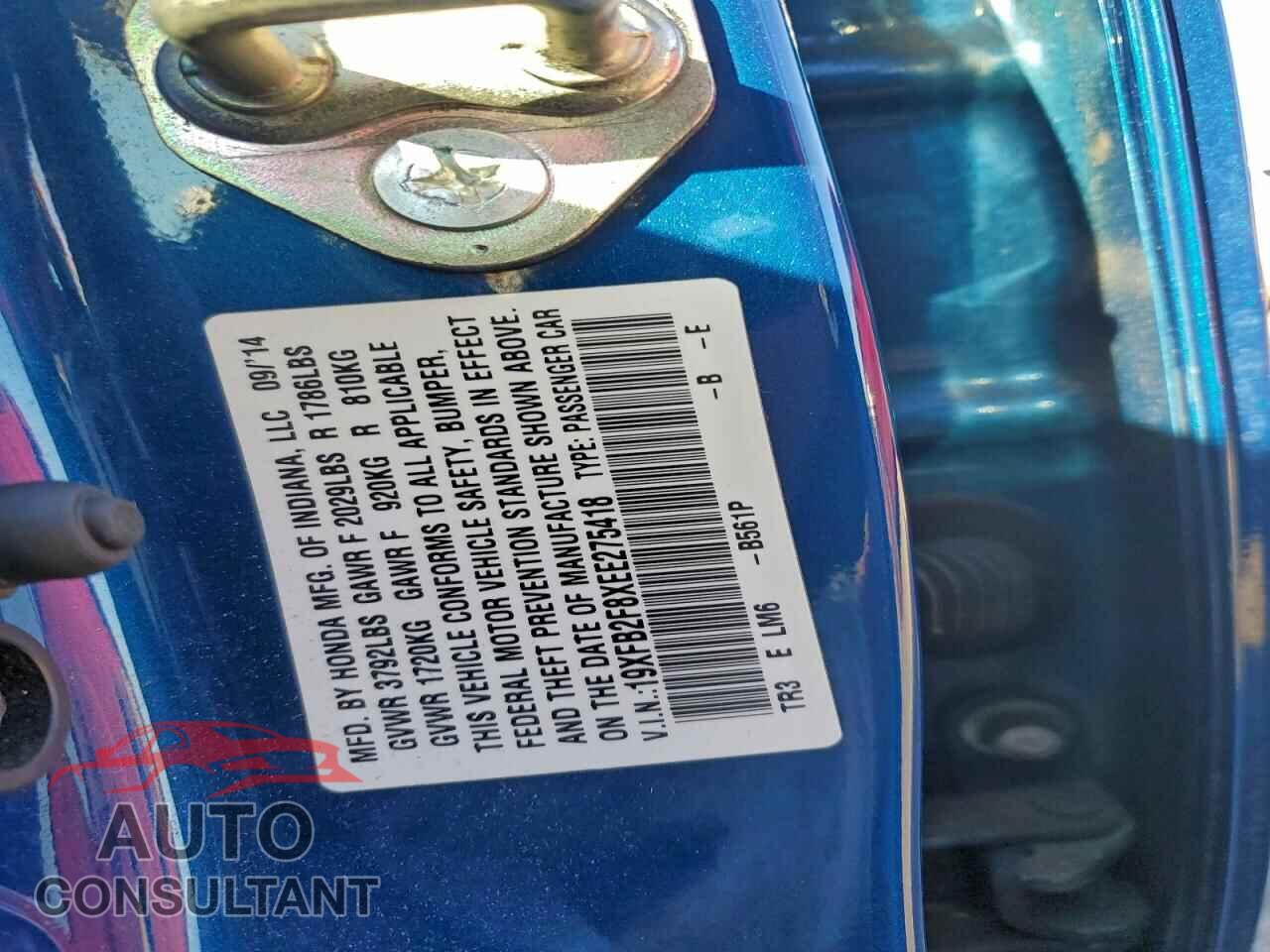HONDA CIVIC 2014 - 19XFB2F8XEE275418