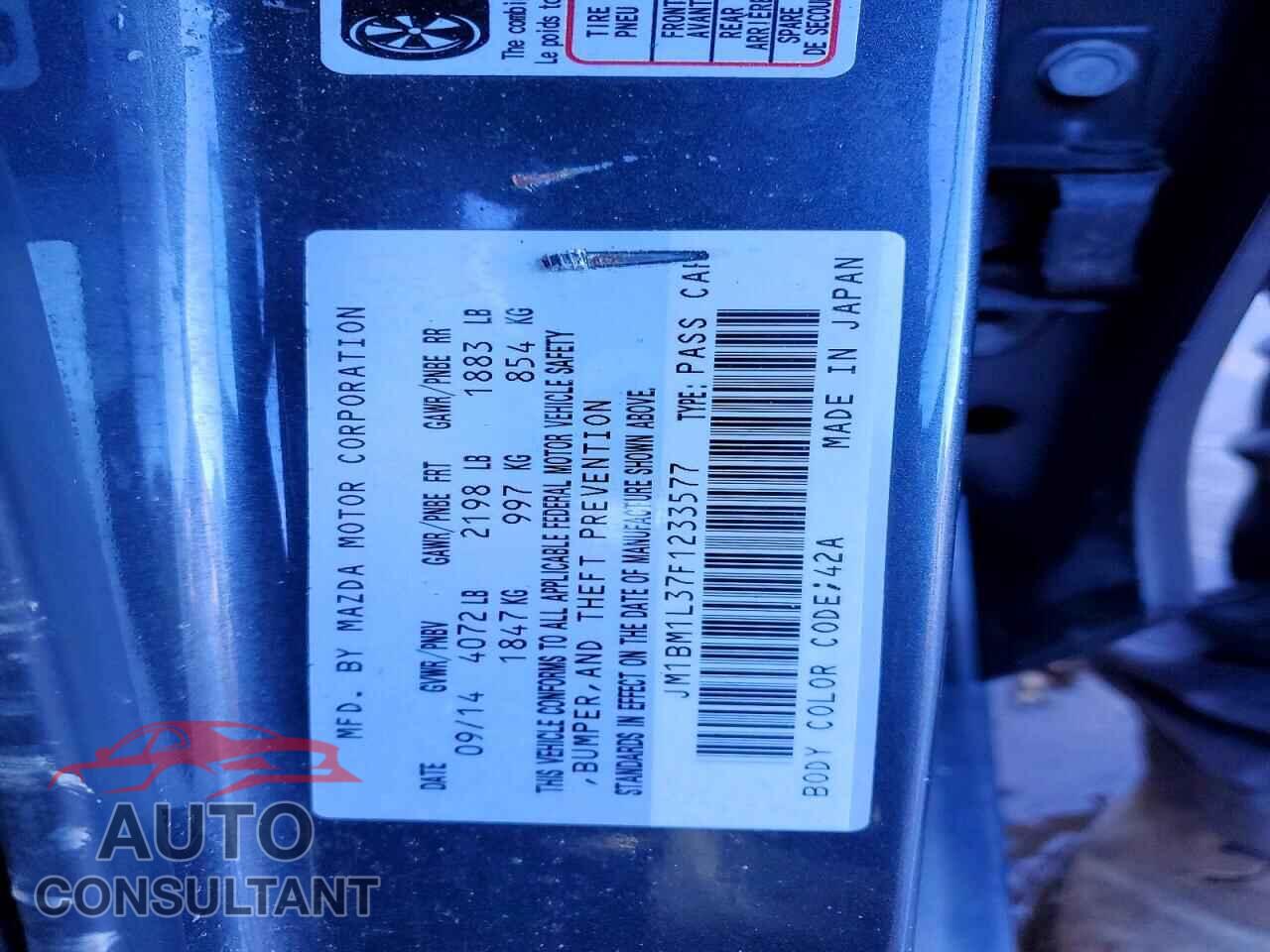 MAZDA 3 2015 - JM1BM1L37F1233577