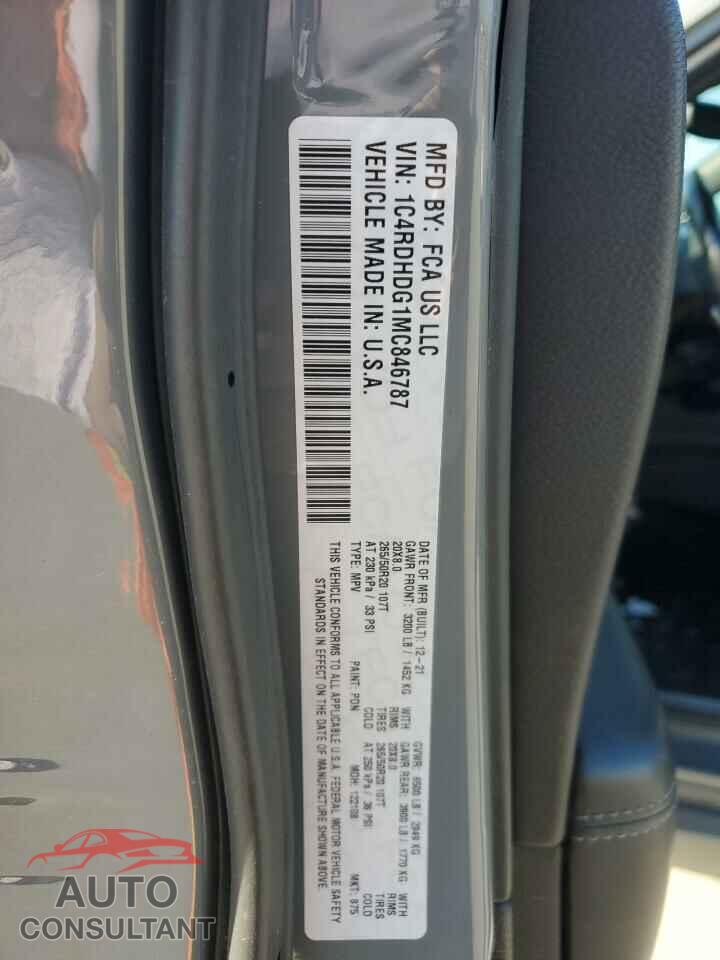 DODGE DURANGO 2021 - 1C4RDHDG1MC846787