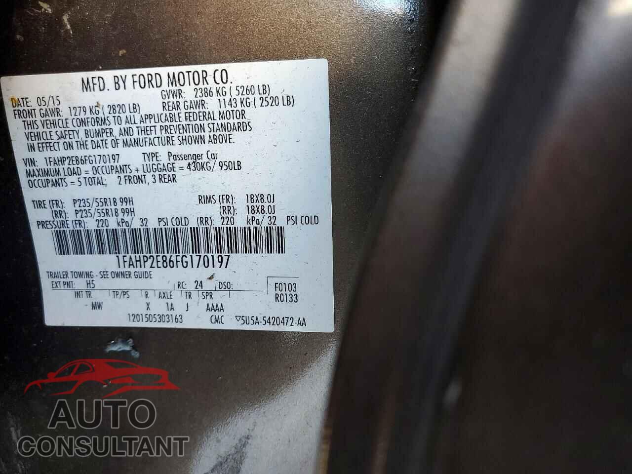 FORD TAURUS 2015 - 1FAHP2E86FG170197