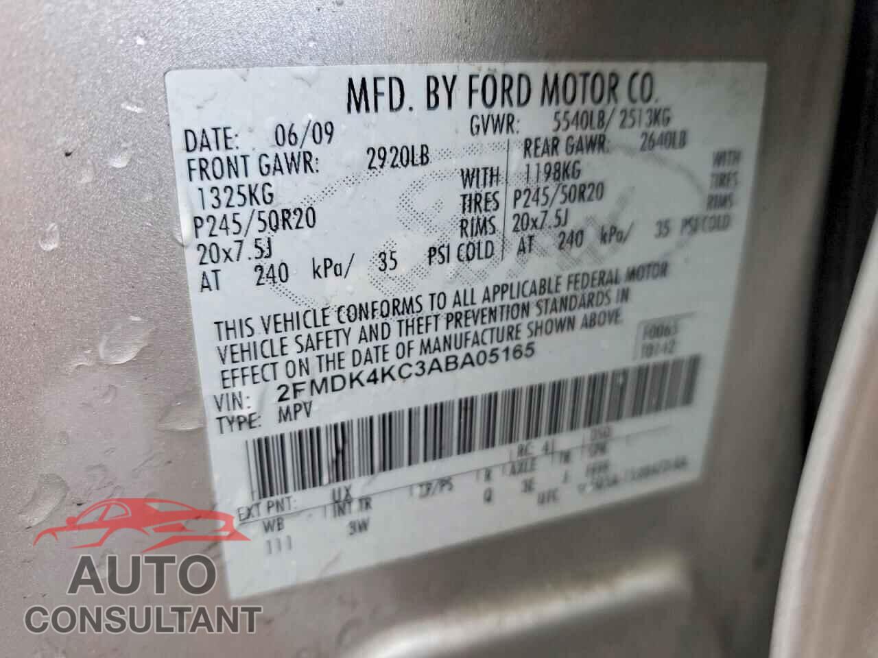 FORD EDGE 2010 - 2FMDK4KC3ABA05165