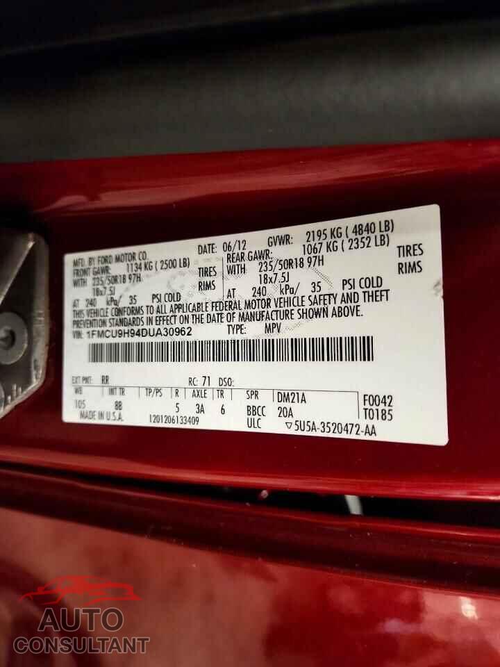 FORD ESCAPE 2013 - 1FMCU9H94DUA30962