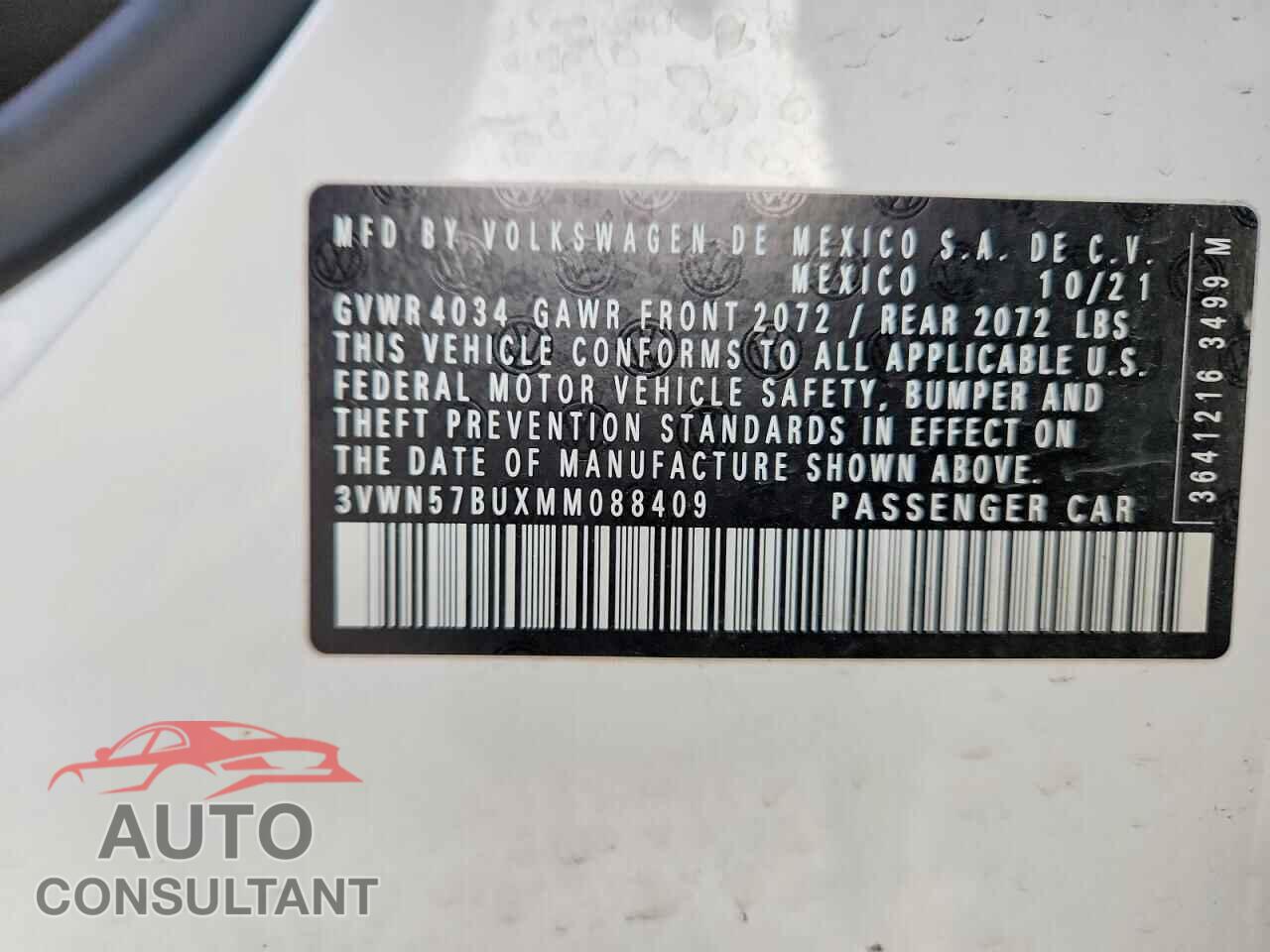 VOLKSWAGEN JETTA 2021 - 3VWN57BUXMM088409