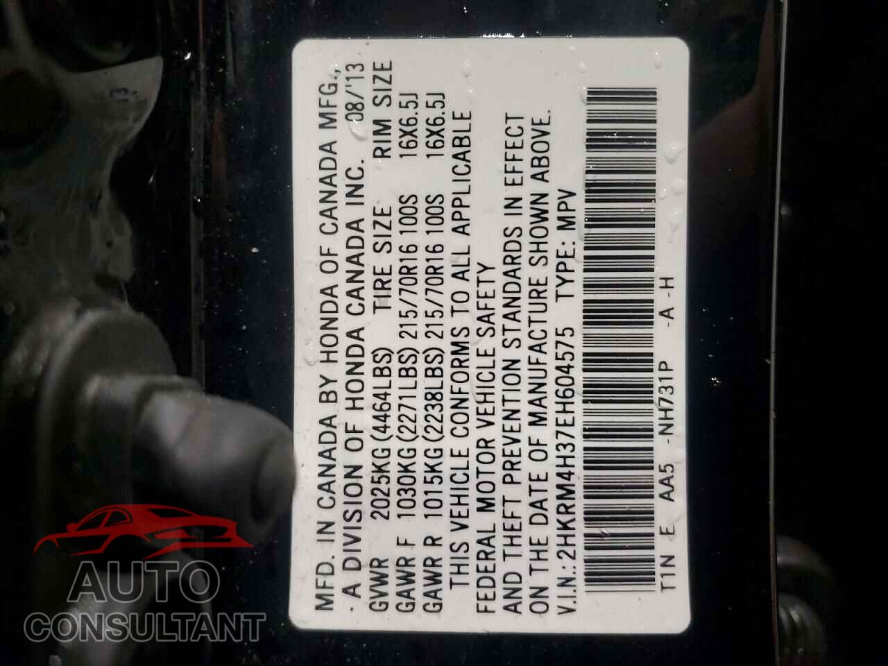 HONDA CR-V 2014 - 2HKRM4H37EH604575