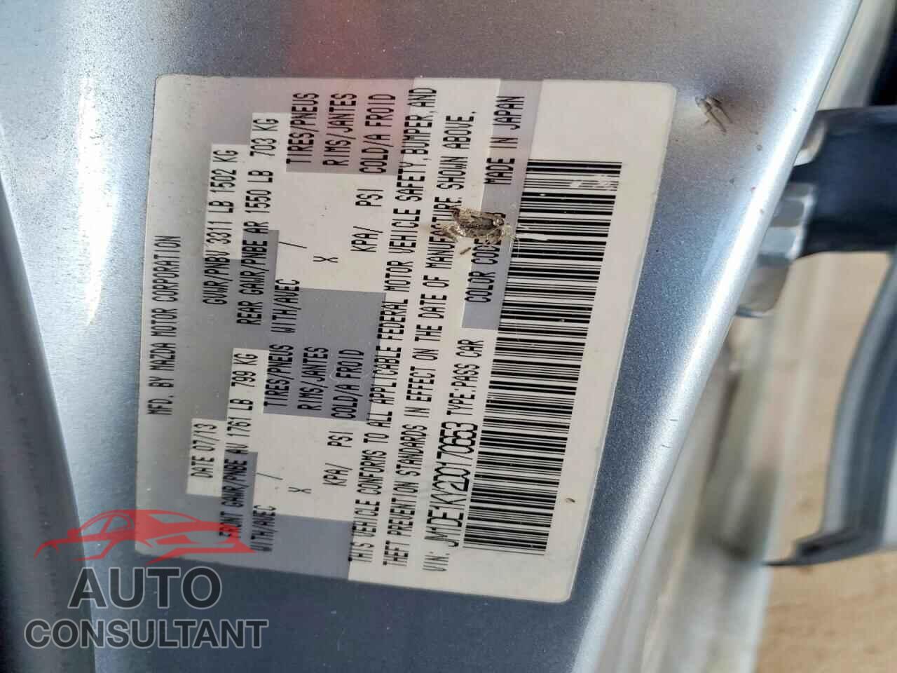 MAZDA 2 2013 - JM1DE1KY2D0170653