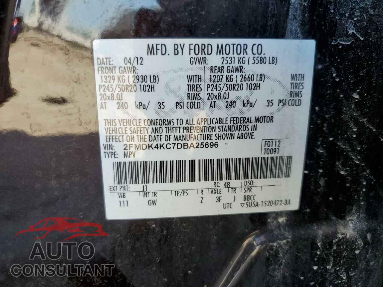 FORD EDGE 2013 - 2FMDK4KC7DBA25696