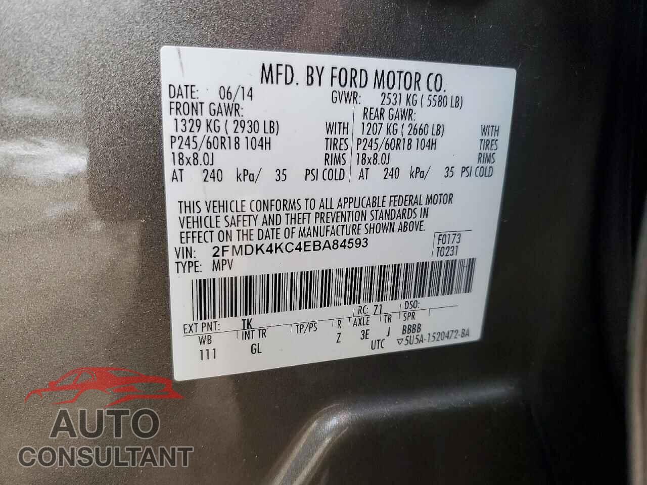 FORD EDGE 2014 - 2FMDK4KC4EBA84593