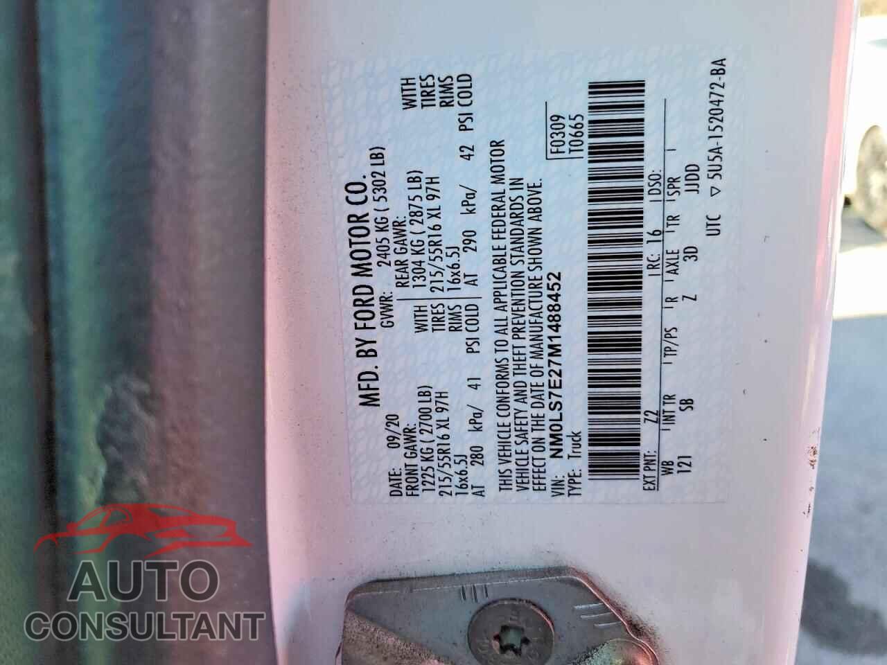 FORD TRANSIT 2021 - NM0LS7E27M1488452