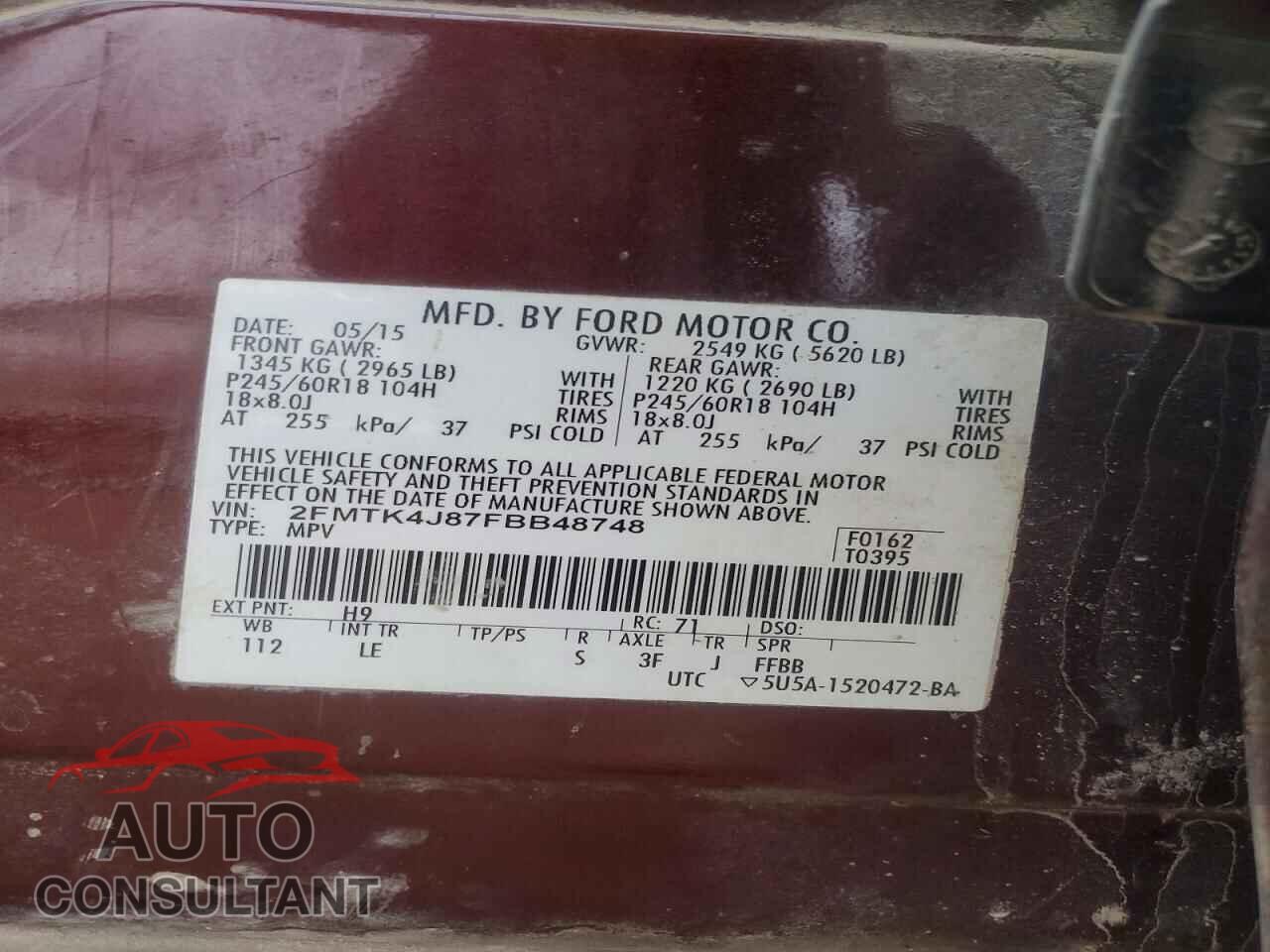 FORD EDGE 2015 - 2FMTK4J87FBB48748