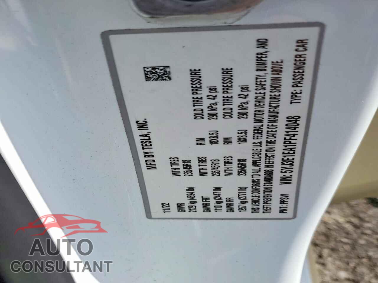TESLA MODEL 3 2023 - 5YJ3E1EA1PF414048