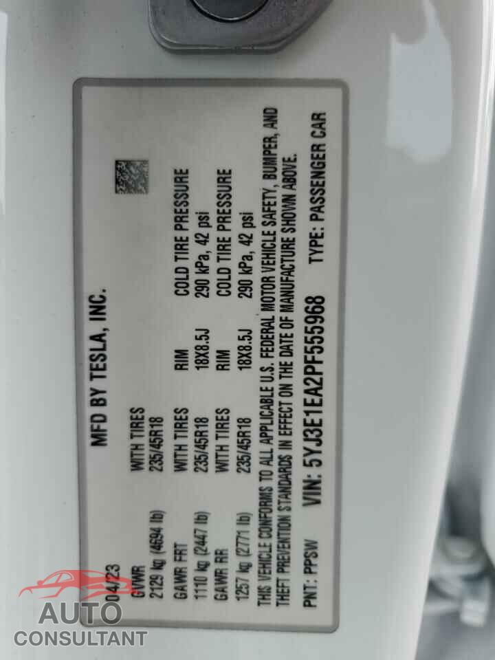 TESLA MODEL 3 2023 - 5YJ3E1EA2PF555968