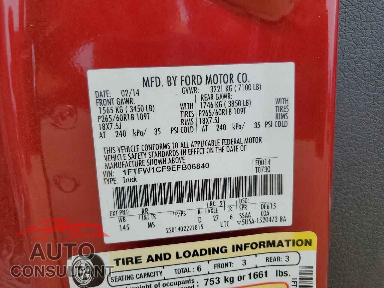 FORD F-150 2014 - 1FTFW1CF9EFB06840