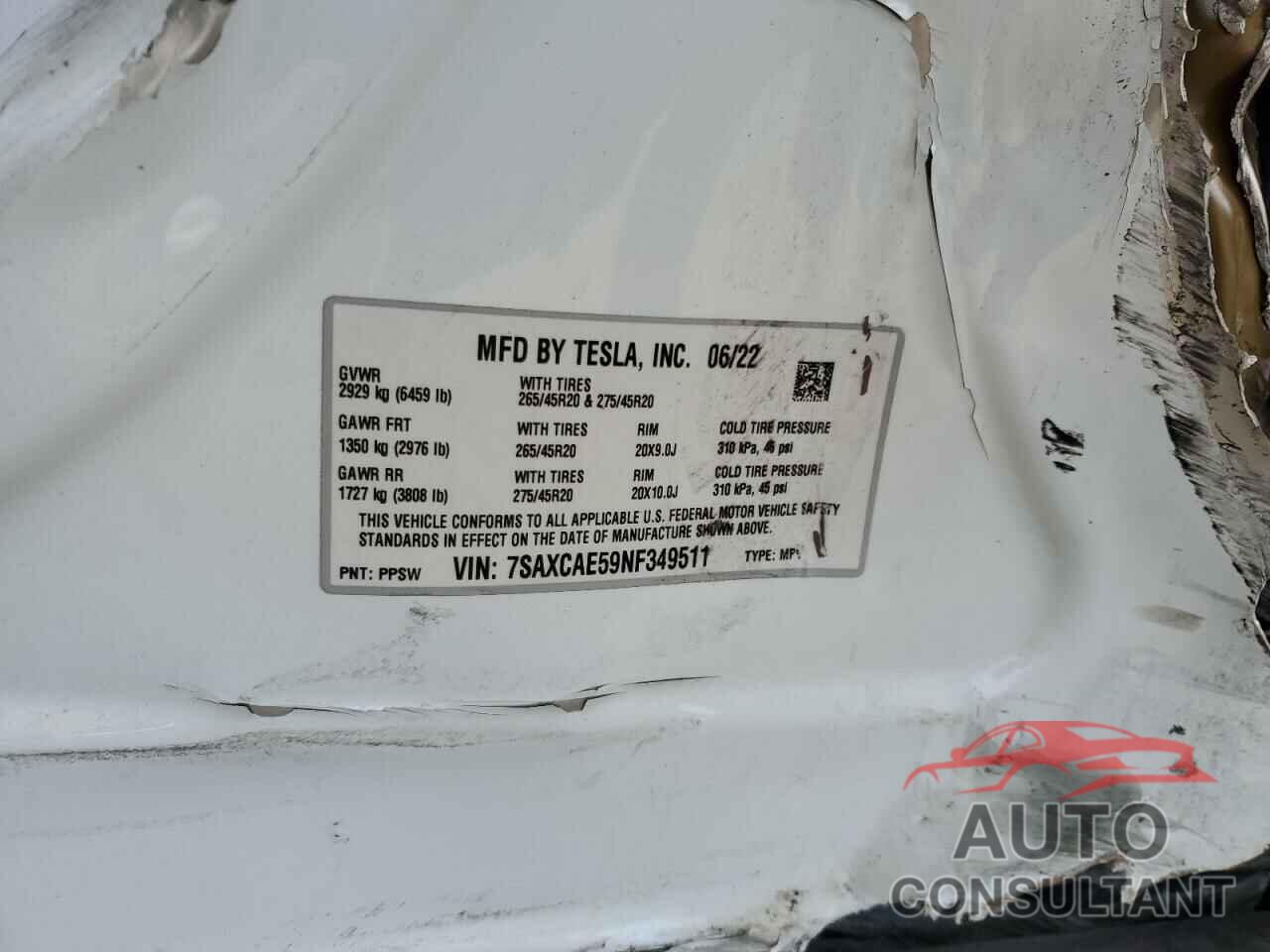 TESLA MODEL X 2022 - 7SAXCAE59NF349511