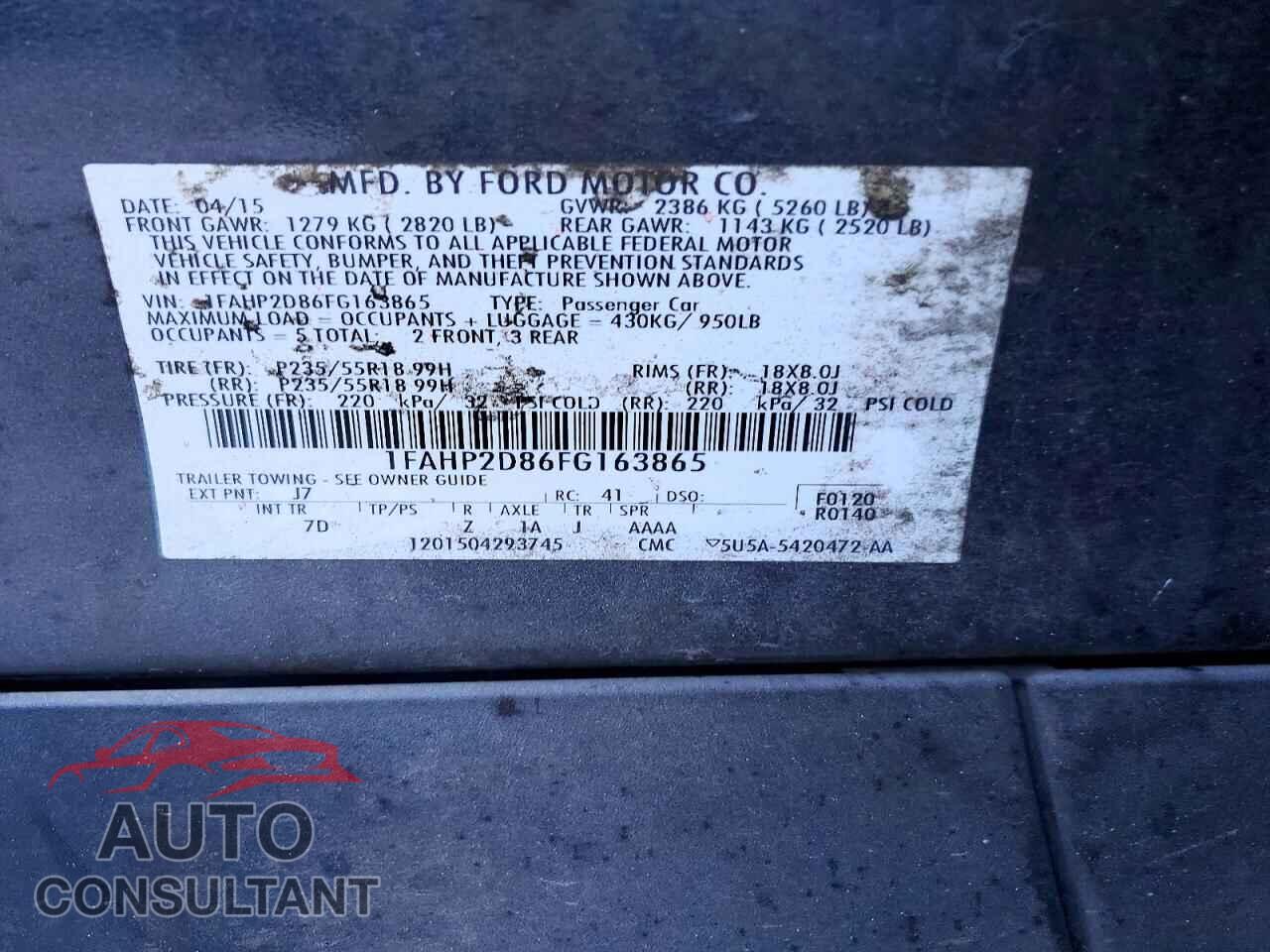 FORD TAURUS 2015 - 1FAHP2D86FG163865