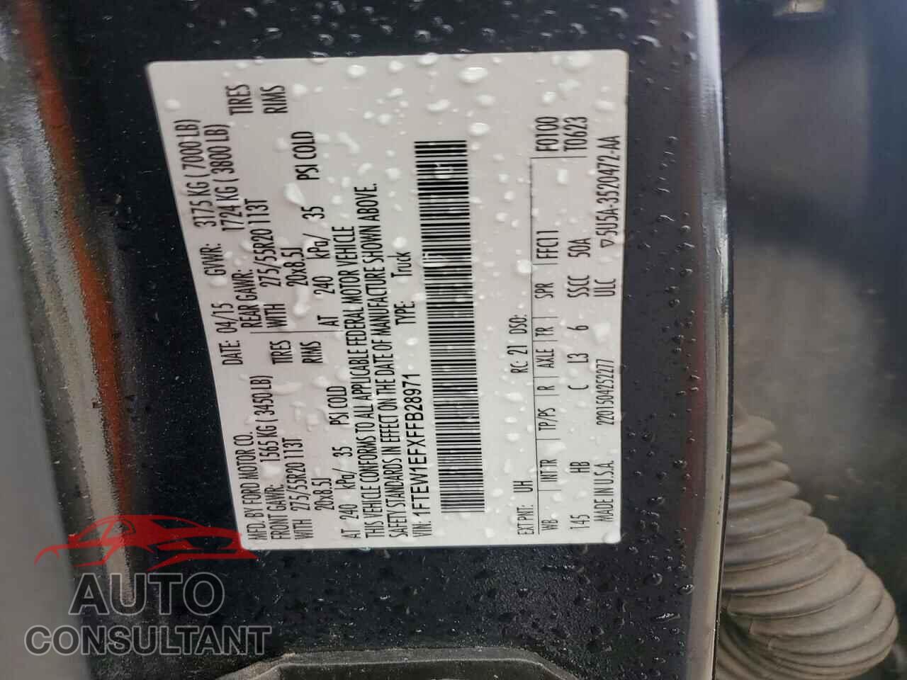 FORD UNKNOWN 2015 - 1FTEW1EFXFFB28971