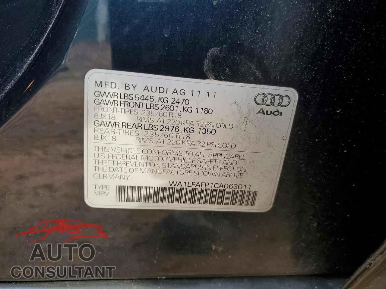 AUDI Q5 2012 - WA1LFAFP1CA063011