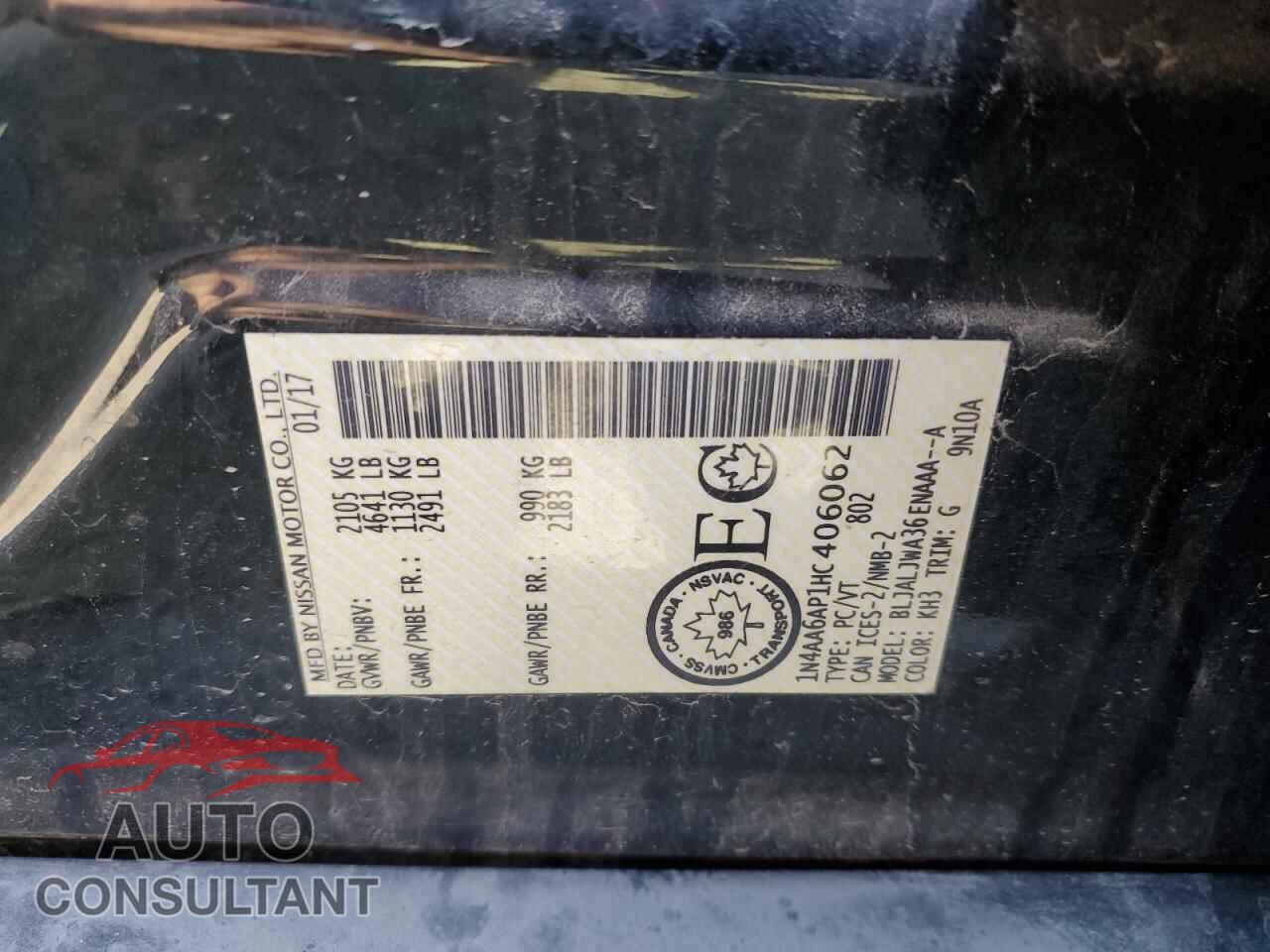 NISSAN MAXIMA 2017 - 1N4AA6AP1HC406062