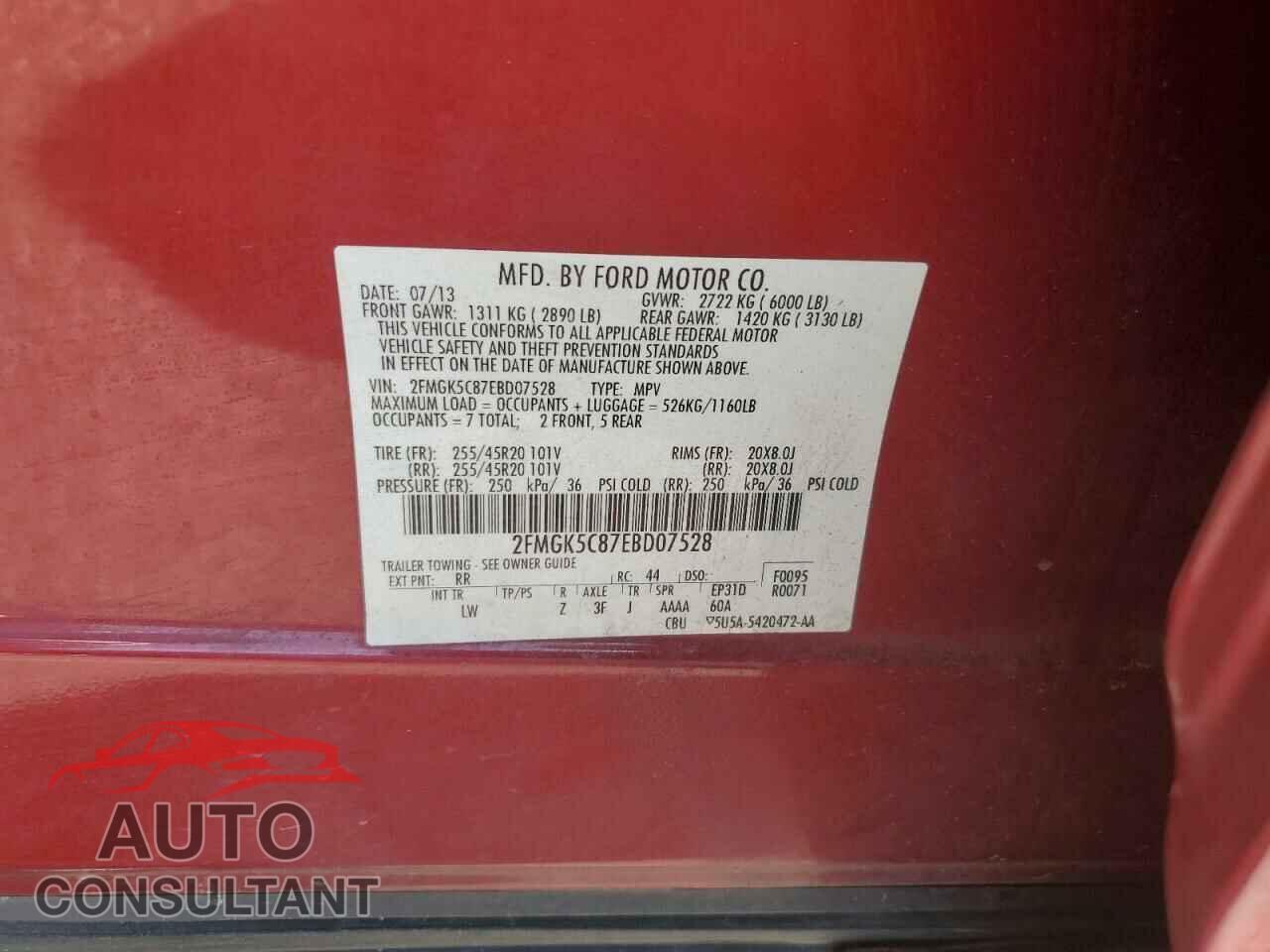 FORD FLEX 2014 - 2FMGK5C87EBD07528