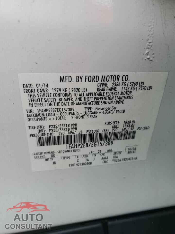 FORD TAURUS 2014 - 1FAHP2E87EG157389