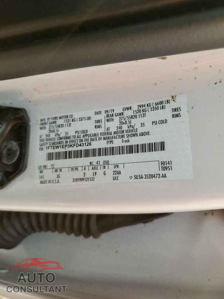 FORD F-150 2019 - 1FTEW1EP3KFD43126
