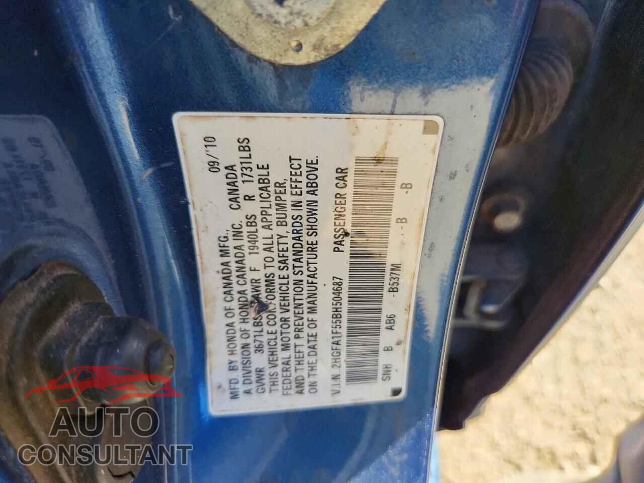 HONDA CIVIC 2011 - 2HGFA1F55BH504687