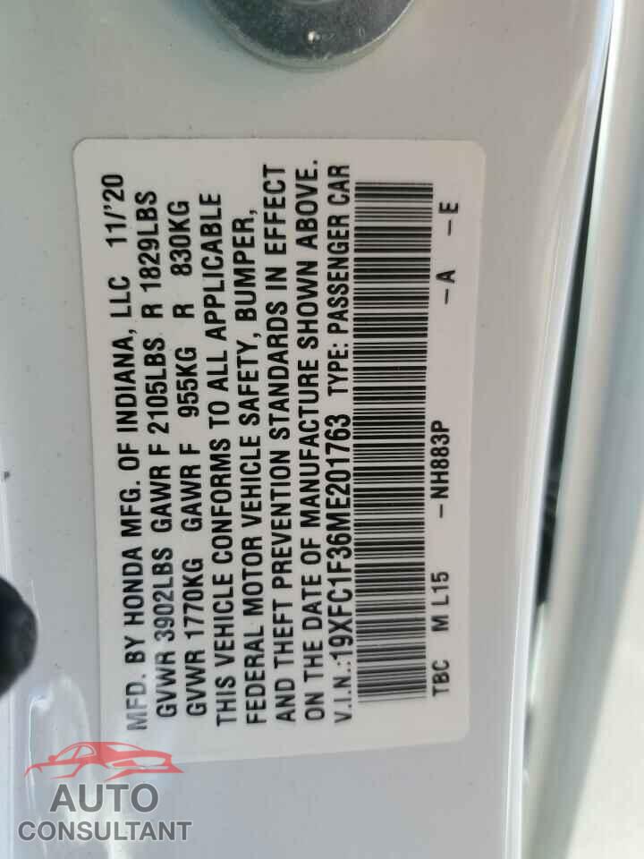 HONDA CIVIC 2021 - 19XFC1F36ME201763